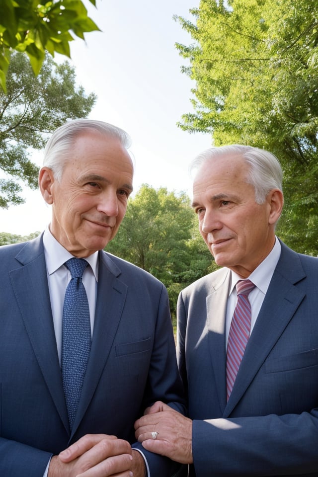 portrait of two old men,  holding hands,  one shorter than the other by user_605220922768614904 on Tensor.Art