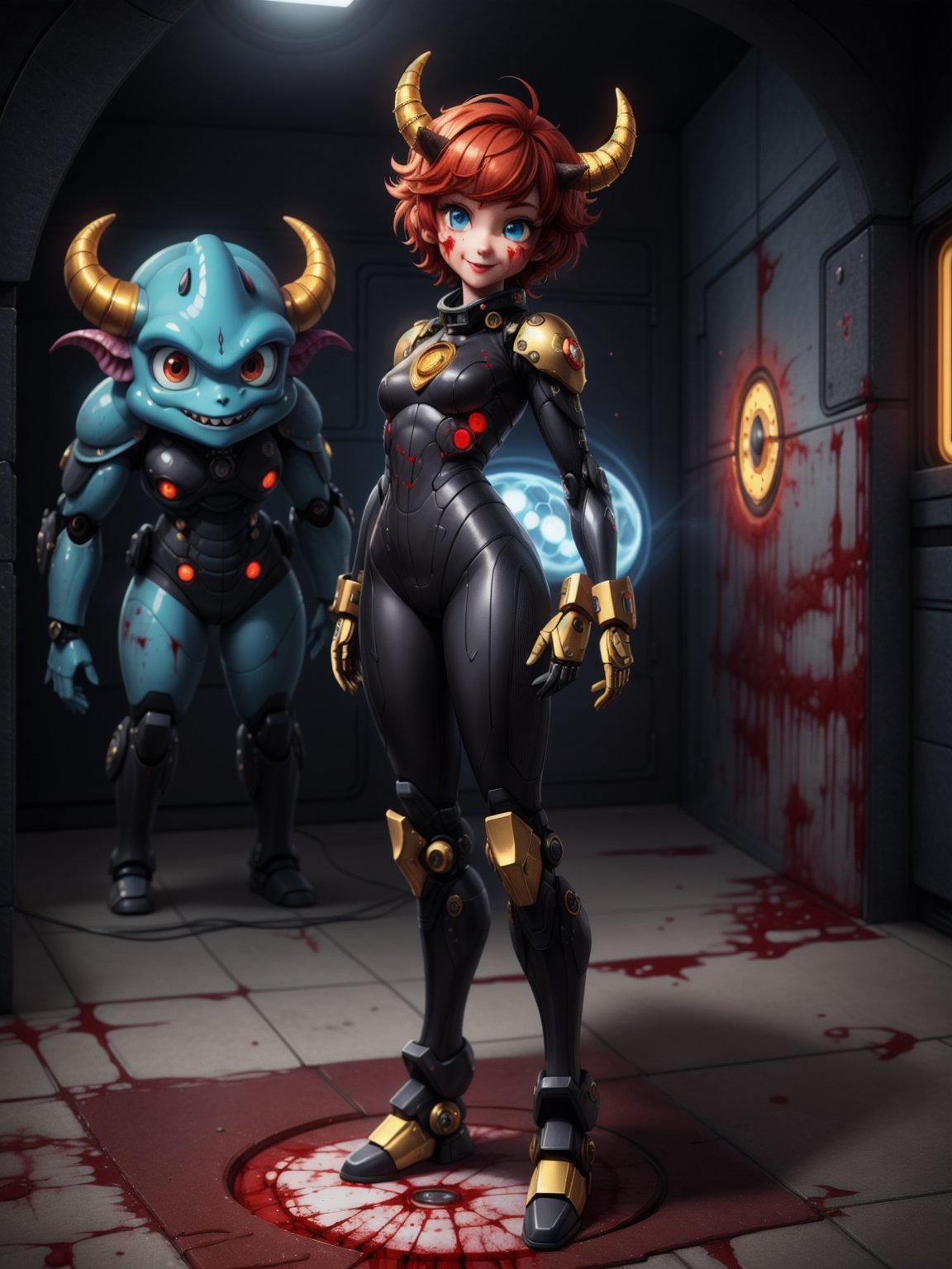 ((full body,  standing):1.5),  {((1 horned demon woman))} by Naitan on Tensor.Art