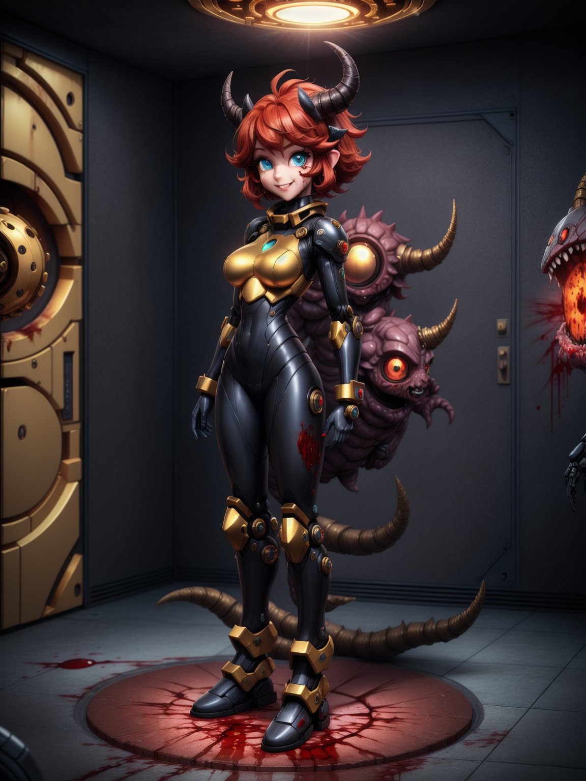 ((full body,  standing):1.5),  {((1 horned demon woman))} by Naitan on Tensor.Art