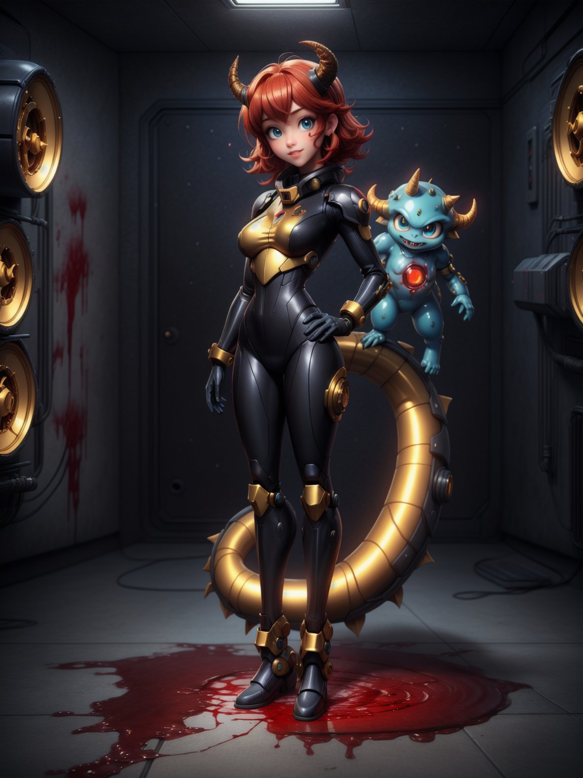 ((full body,  standing):1.5),  {((1 horned demon woman))} by Naitan on Tensor.Art