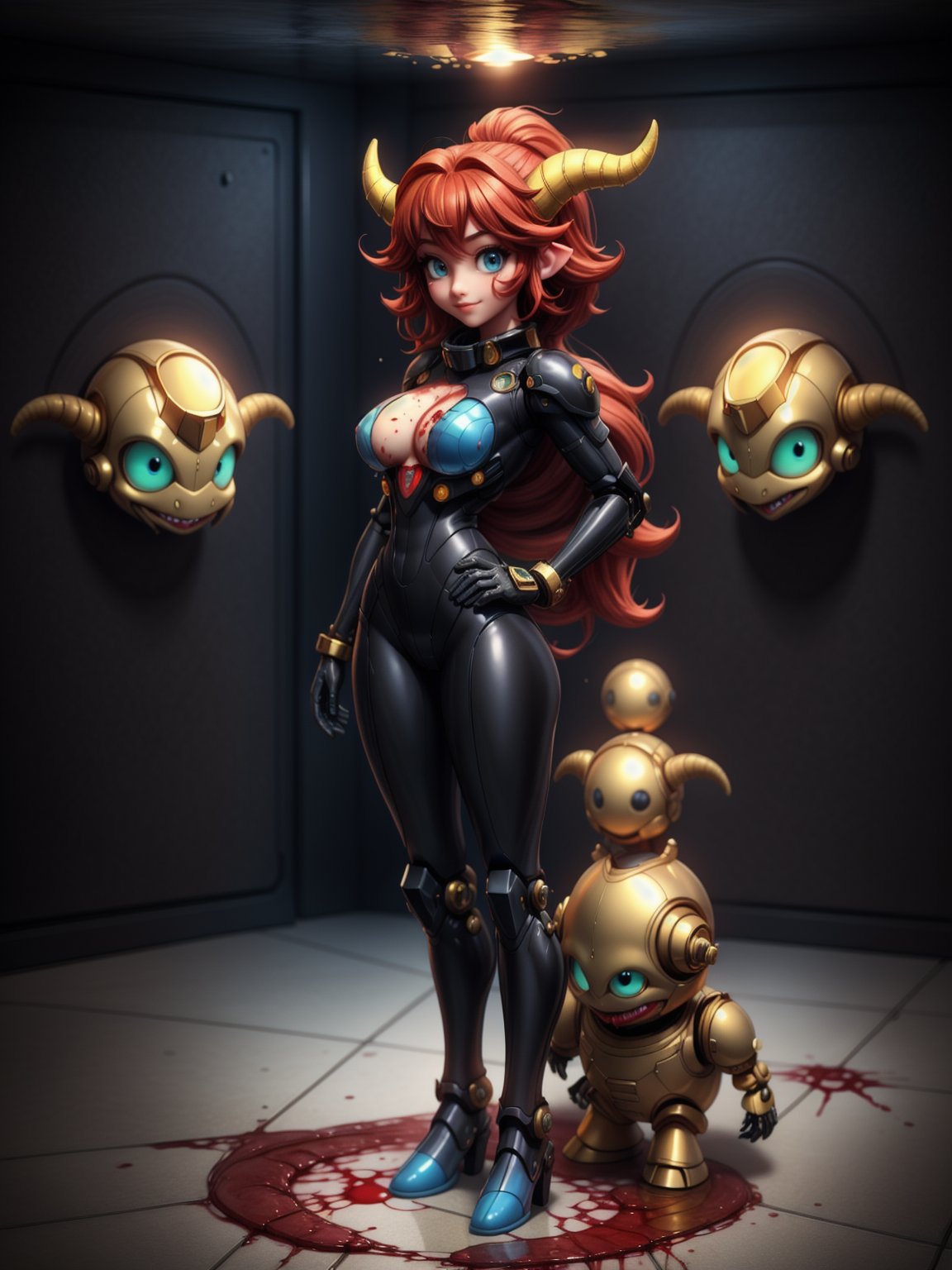 ((full body,  standing):1.5),  {((1 horned demon woman))} by Naitan on Tensor.Art
