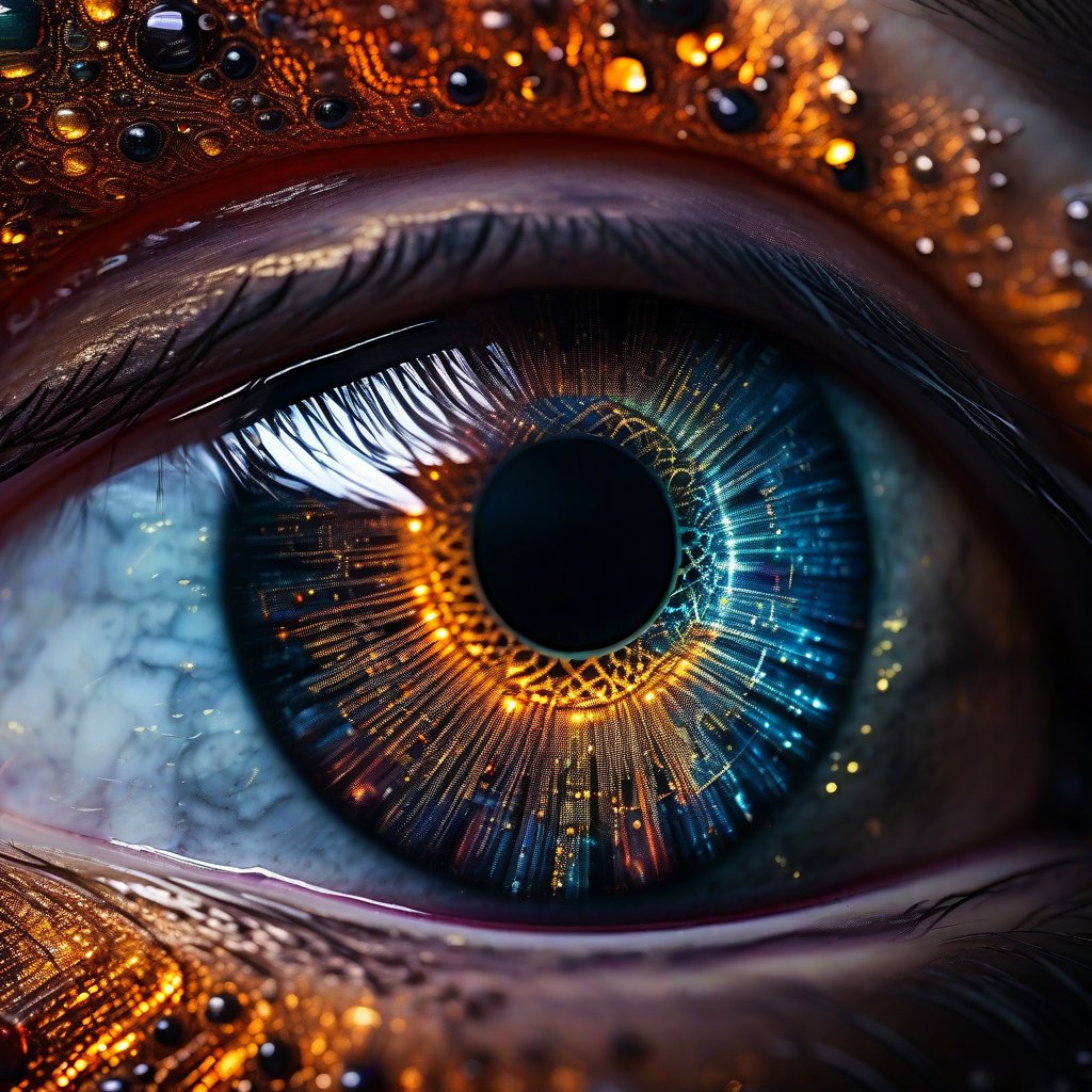 DIVINE DIGITAL EYES, by greg rutkowski, Highly Detailed, by Greg Rutkowski, Miki Asai Macro photography, close-up, hyper detailed, trending on artstation, sharp focus, studio photo, intricate details, highly detailed