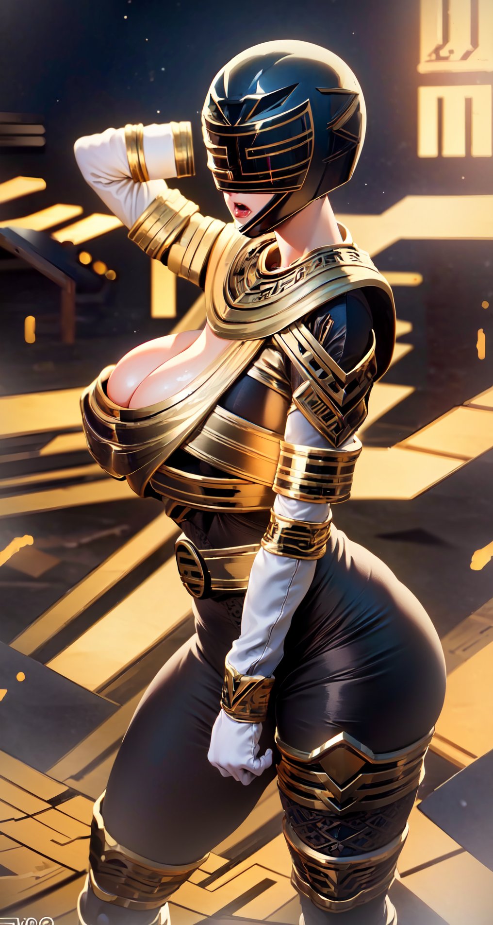 [(Transparent Background: 1.5)::5],(((Masterpiece))),(((Best Quality))),(((Extremely Detailed))), Illustration, (High Resolution), High Quality, Perfect Line Art, 1 Girl, (accurate helmet) ((Huge Breasts:1.5)), (Wide Hips), Milf:1, Mature Woman, Small Waist:1.2, Curvy:1, Sexy, Defined Body: 1.2, gender bender, beautiful detailed face, annoying, (angry), highly detailed, beautiful, small details, ultra detailed, best quality, intricate, 4k, 8k, trending on artstation, nice anatomy, beautiful lighting, award winning, ((sexy pose:1)), dinamyc pose
Simple background, sea, simple beautiful, Gold_Zeo_Ranger