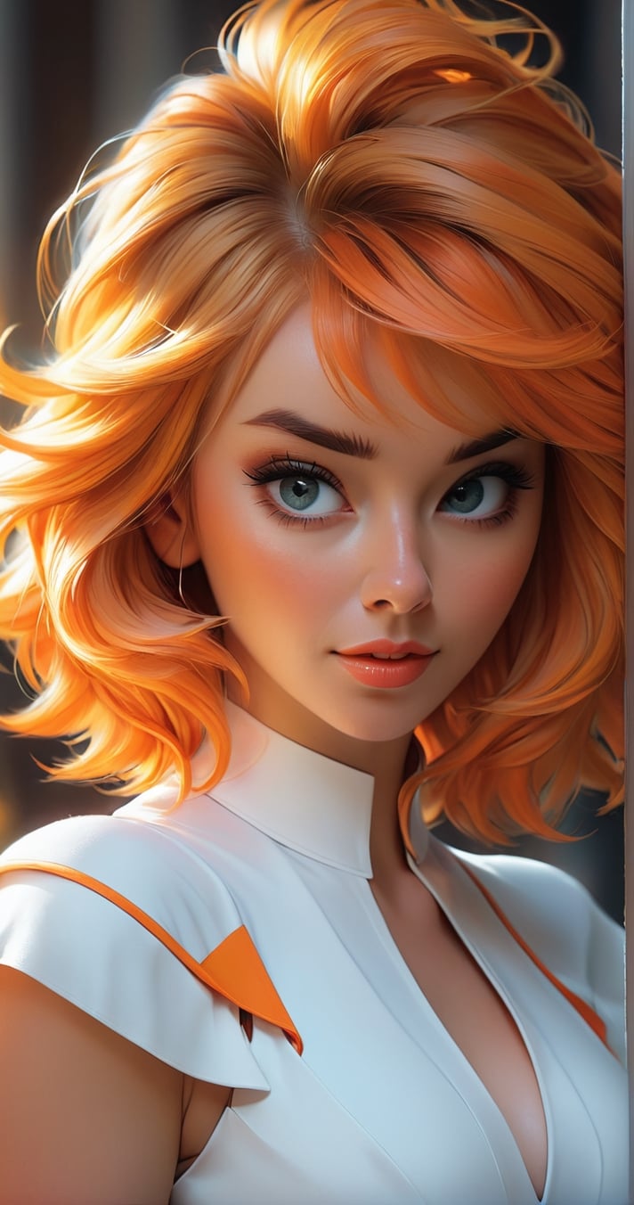 a close up of a woman with orange hair and a dress,  lois van rossdraws,  leeloo by BooAImagery on Tensor.Art