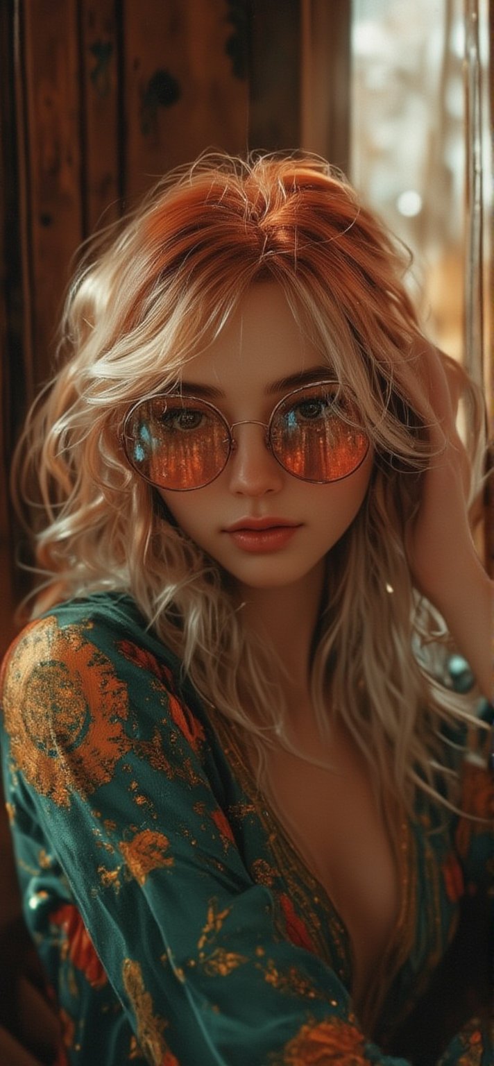 Gothic. autumn enchantress with a perfect face,  wearing glasses,  bright orange by BooAImagery on Tensor.Art