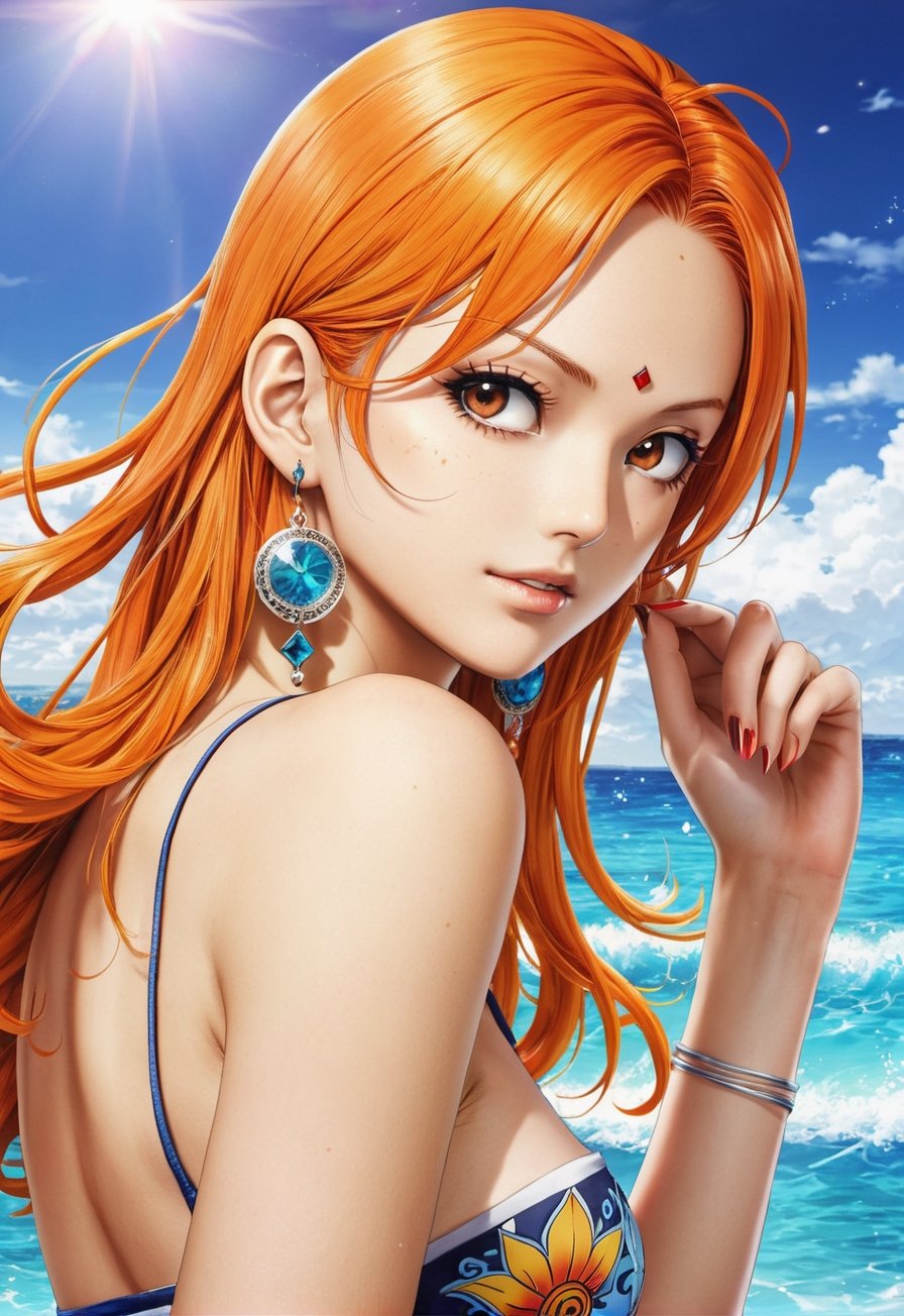 nami \(one piece\),  Orange hair,  earrings by BooAImagery on Tensor.Art
