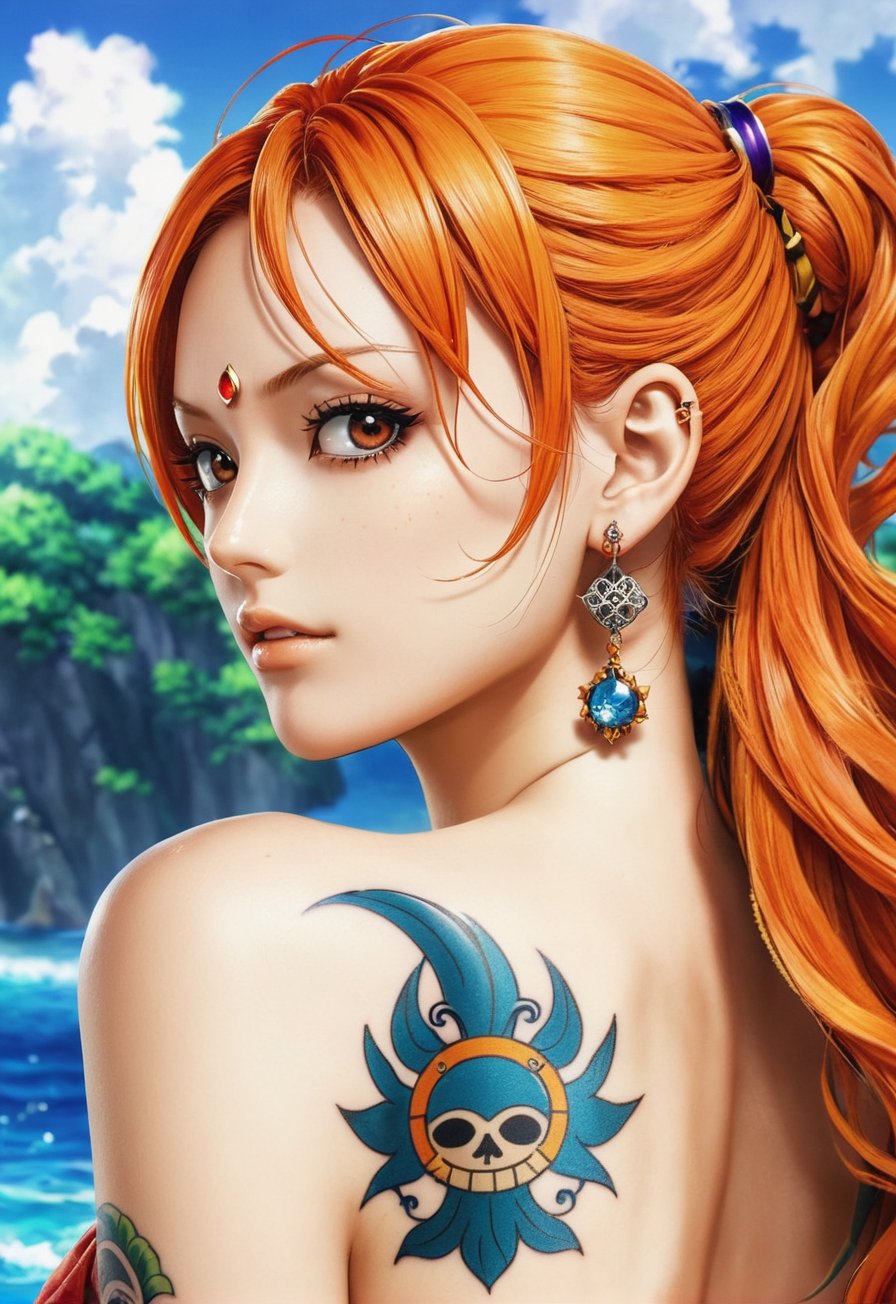nami \(one piece\),  Orange hair,  earrings by BooAImagery on Tensor.Art