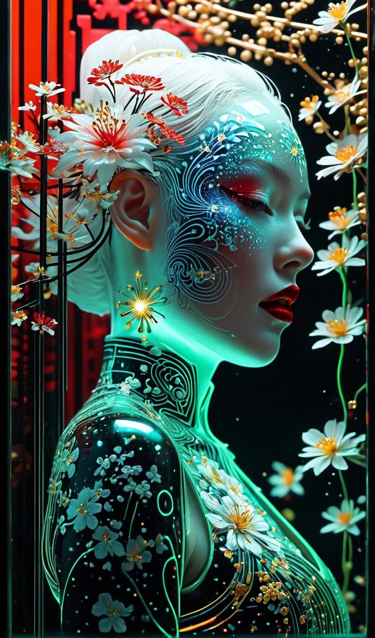 dark flowery swamp,  floral fantasia,  Mystic Mirages by BooAImagery on Tensor.Art