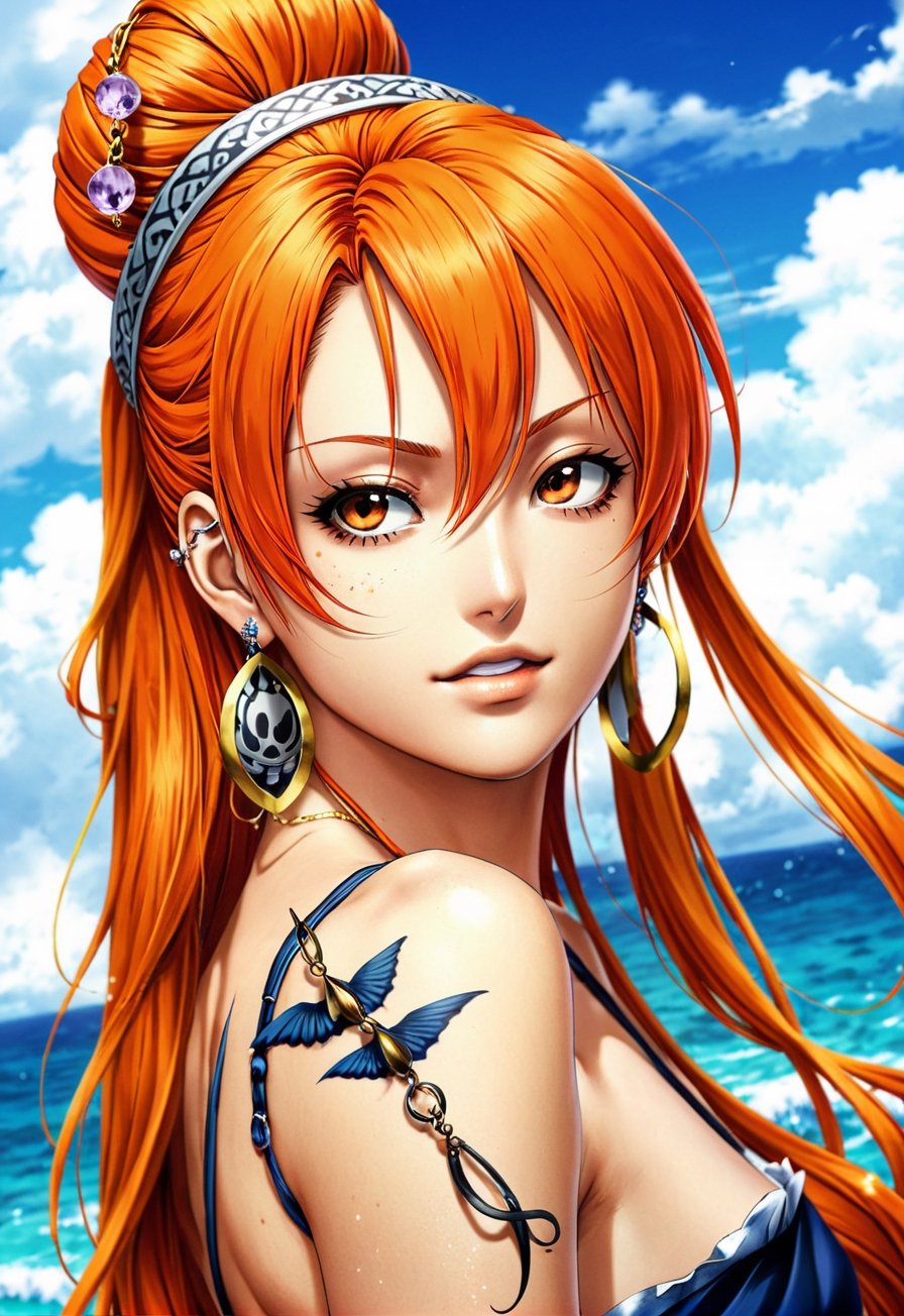 nami \(one piece\),  Orange hair,  earrings by BooAImagery on Tensor.Art