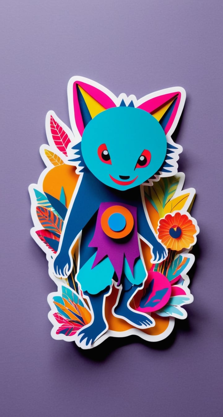 Papercut Collage Sticker with TenTen**: A vibrant and abstract collage using papercut techniques to showcase TenTen's spir...