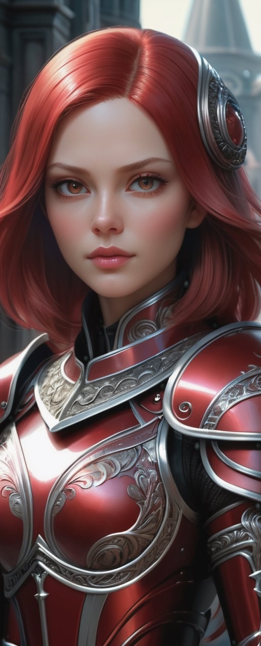 A beautiful portrait of women ,  bob Crimson hair ,  Crimson red armor by ❤️❤️ ac@d8888 ❤️❤️ on Tensor.Art