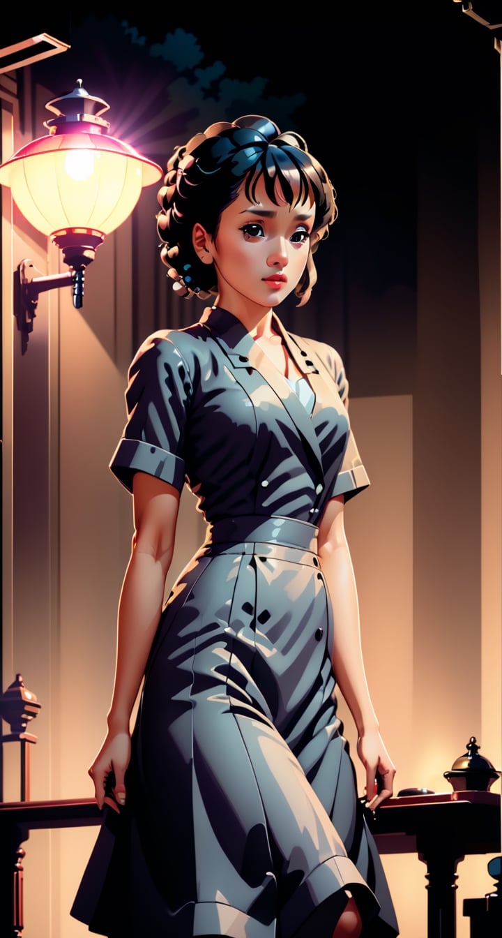 Film Noir Sticker with TenTen**: TenTen in a classic cinematic scene,  bathed in dramatic lighting and shadows. ,  pixel s...