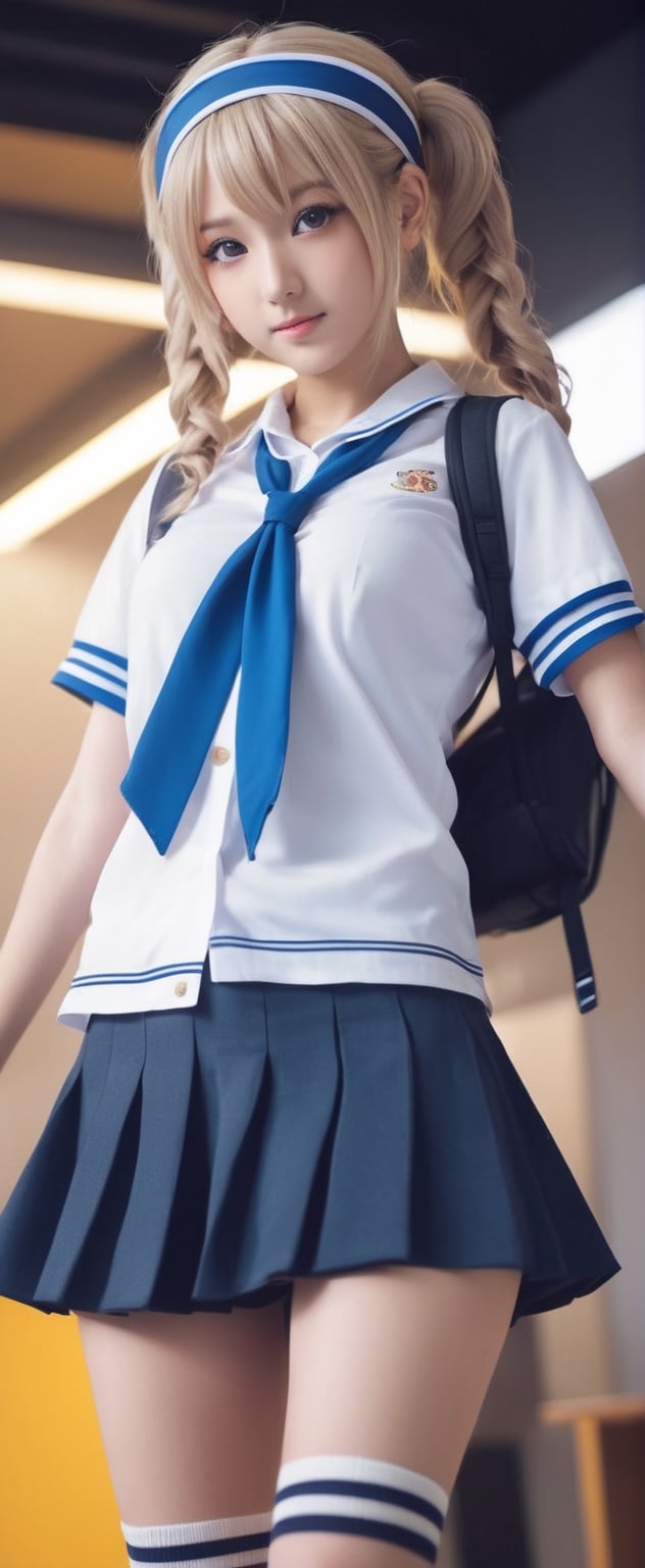 cyber anime art style,  a woman in a school uniform posing for a picture,  still from a music video by ❤️❤️ ac@d8888 ❤️❤️...