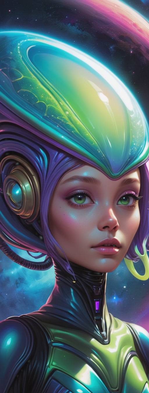 Alien-Themed Art featuring an Extraterrestrial Girl: Cosmic setting,  alien girl character,  otherworldly aesthetic by ❤️❤...