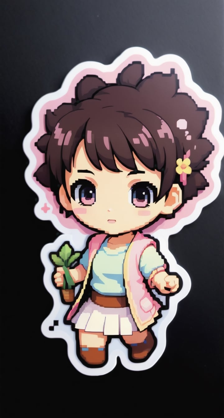 Kawaii Sticker of TenTen**: TenTen in a cute chibi style,  radiating adorableness with pastel hues.,  pixel style by ❤️❤️...
