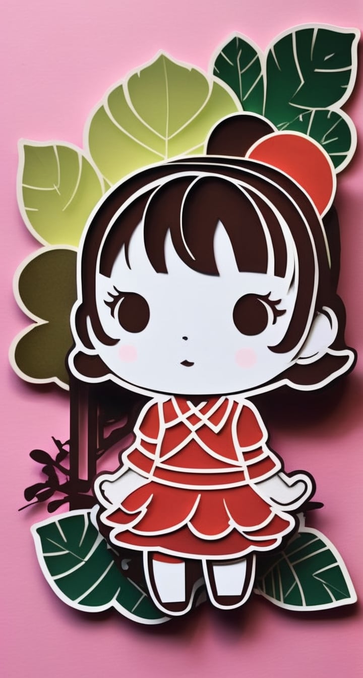 Thick Layered Papercut Sticker with TenTen**: TenTen's voluminous presence,  created by stacking thick paper layers. by ❤️...
