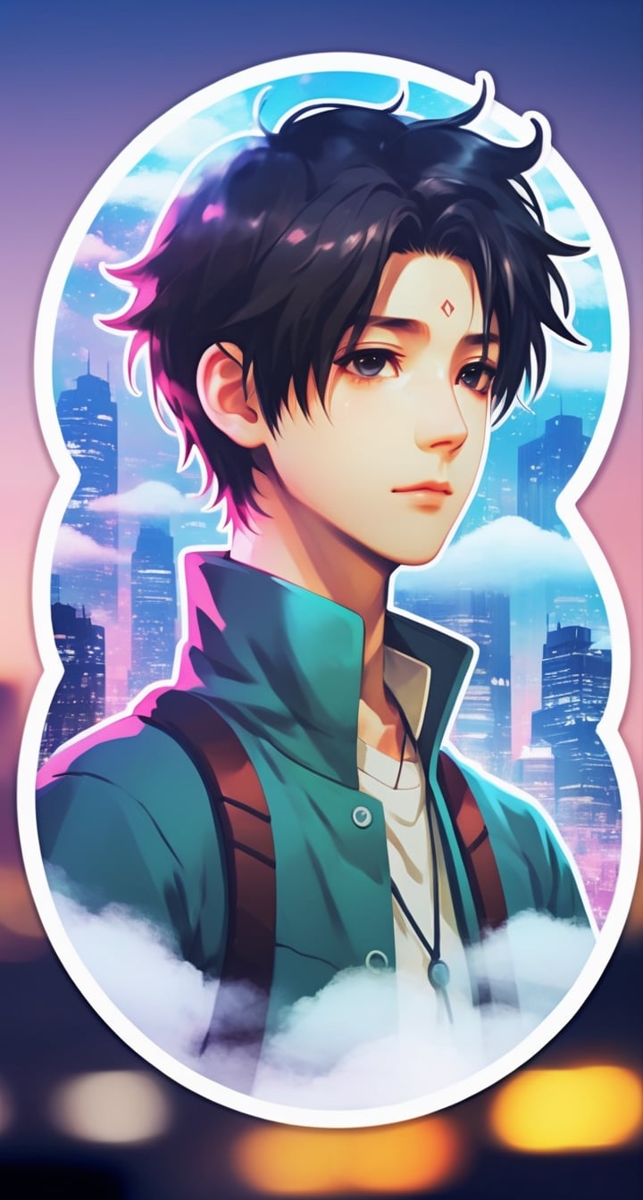 Long Exposure Photo Sticker with TenTen**: TenTen's ethereal presence amid a dreamy,  blurred background. ,  flat design b...