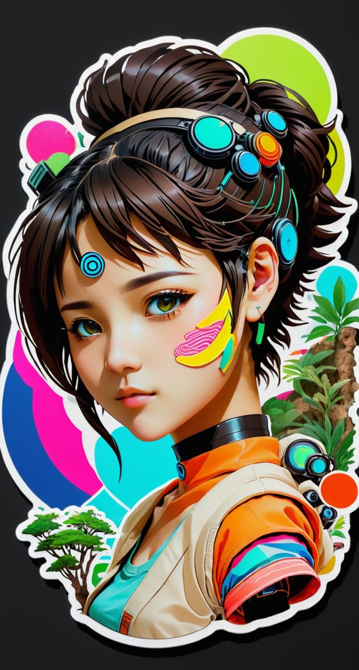 Collage Sticker with TenTen**: A multimedia collage of TenTen's life,  with layers of her experiences.,  Leonardo Style by...