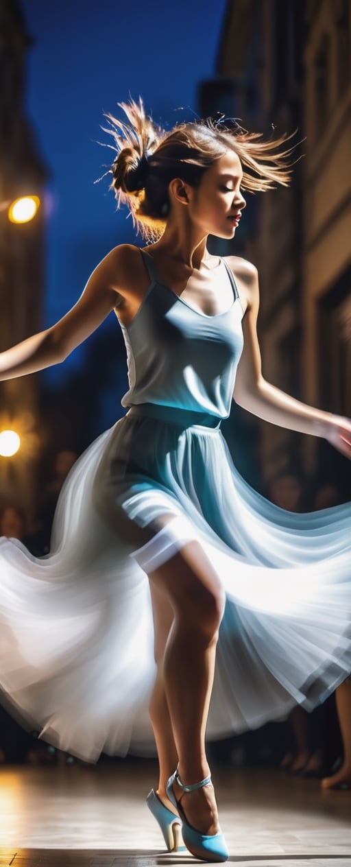 Long Exposure of a Dancing Girl: Dynamic pose,  blurred motion effect,  capturing the girl's movement by ❤️❤️ ac@d8888 ❤️❤...