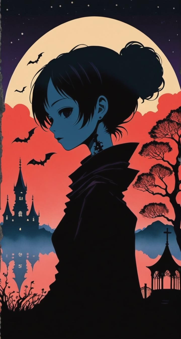 Macabre Sticker with perfect text ** TenTen **: TenTen's haunting silhouette amidst a dark,  gothic dreamscape. by ❤️❤️ ac...