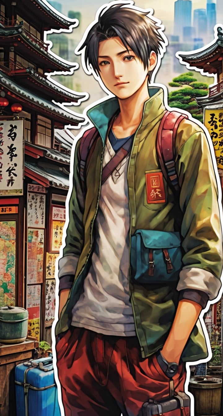 HDR Photo Sticker with TenTen**: TenTen's exquisite details highlighted in a vivid,  high-dynamic-range image.,  ink scene...