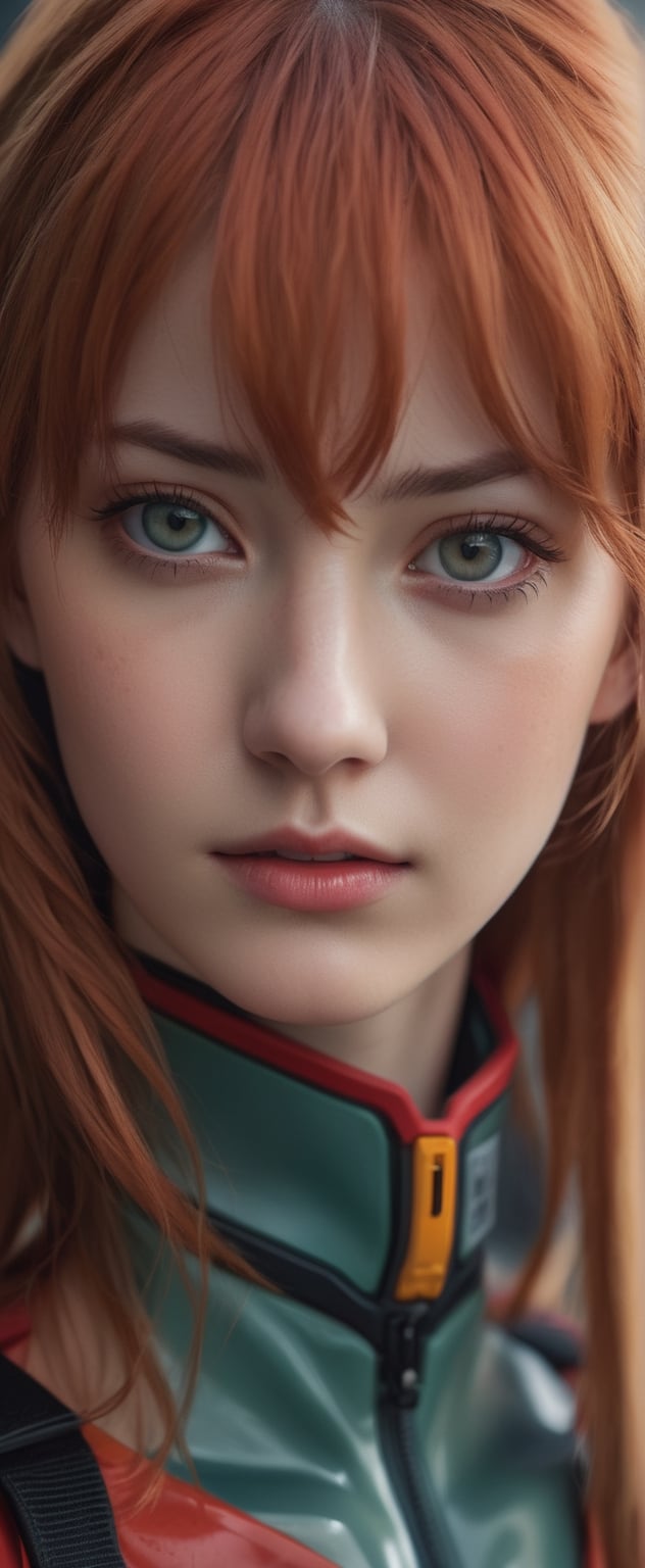 Female ultra photorealistic cinematic portrait ,  body art portrait of beautiful woman,  Asuka Langley from Evangelion by...