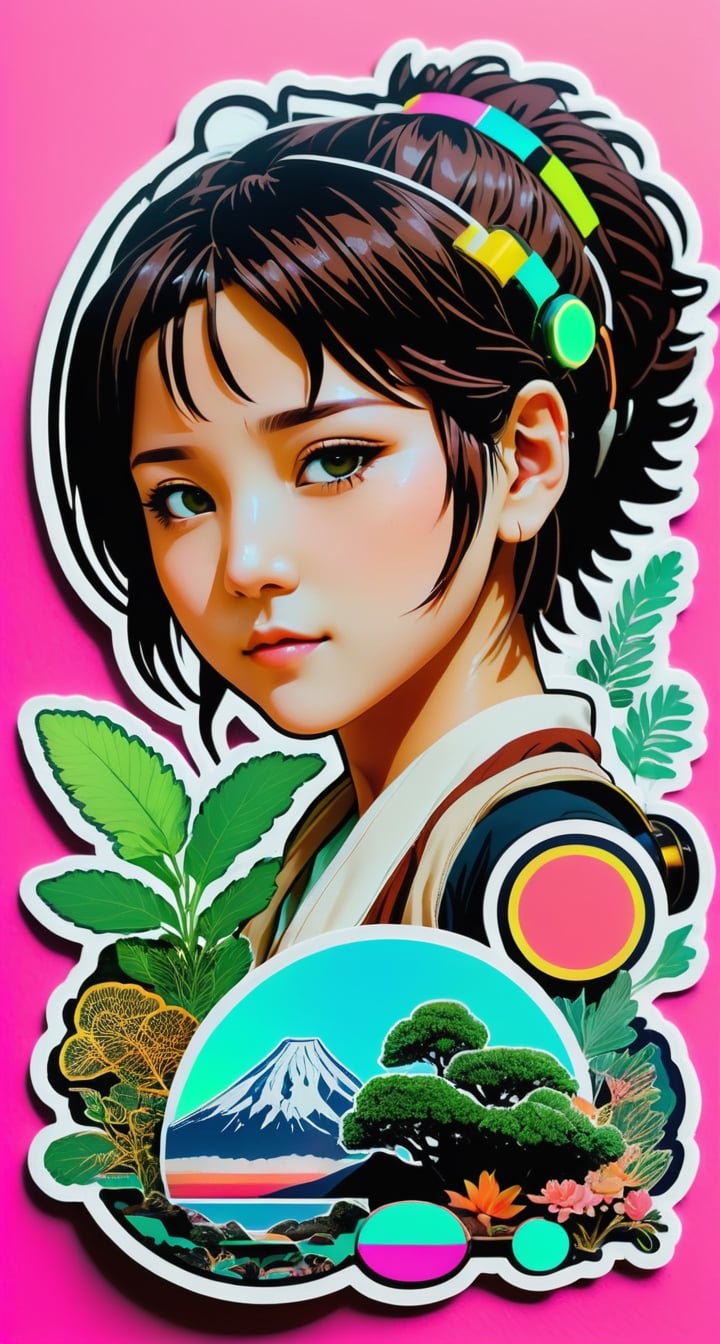 Collage Sticker with TenTen**: A multimedia collage of TenTen's life,  with layers of her experiences.,  Leonardo Style by...