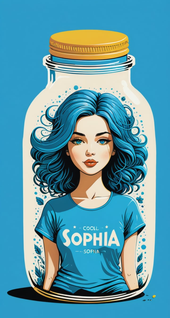 Typographic art featuring & perfect text "Cool Sophia". Stylized, intricate, detailed, artistic, text-based.,tshirt design,Leonardo Style,in a jar