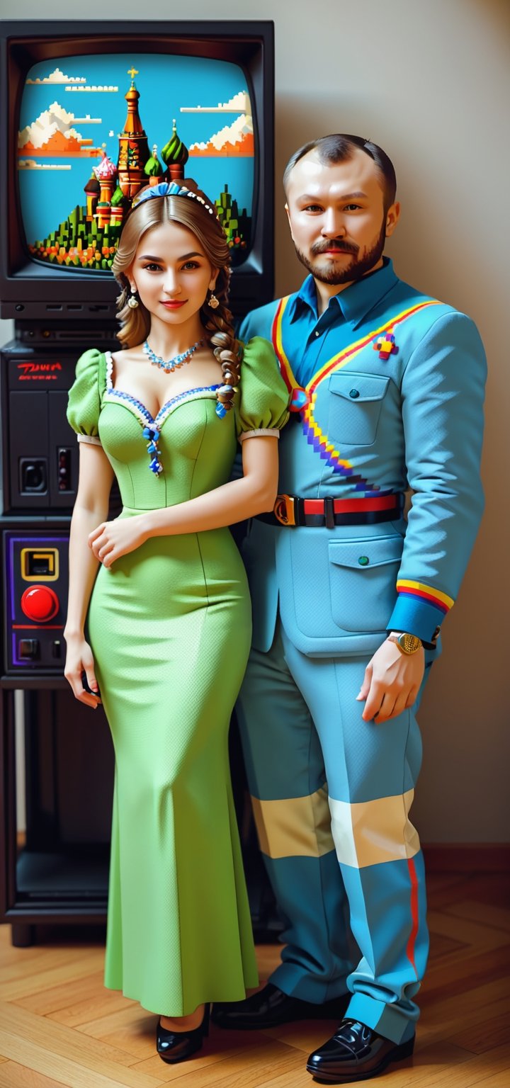 In the style of "Pixel Art": A pixel art representation of Zhanna Aguzarova and Sergei Shnurov, paying homage to retro video game graphics.
,TWbabeXL01,v0ng44g,make_3d