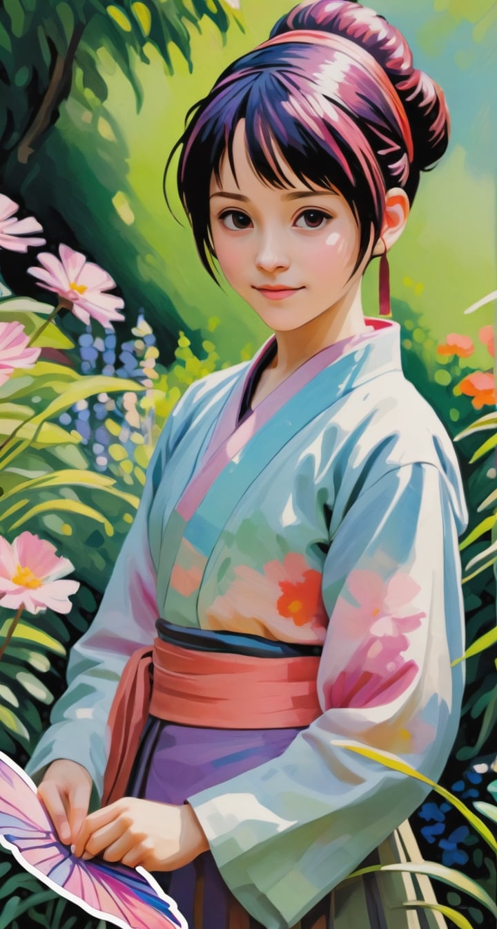 Impressionist Sticker with TenTen**: TenTen in a garden of brushstrokes,  capturing her in fleeting light and color.,  Don...