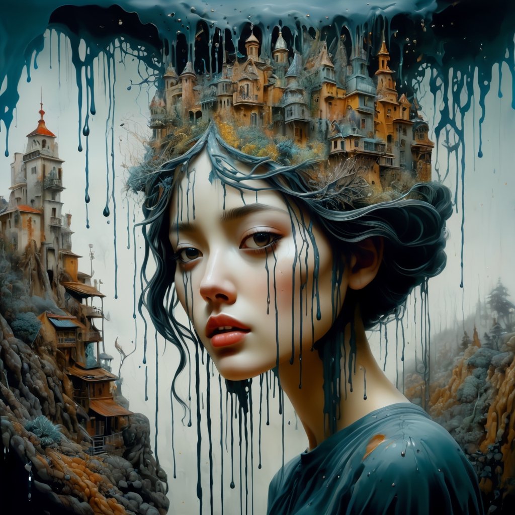Surrealist art with a girl - dreamlike,  mysterious,  provocative by ❤️❤️ ac@d8888 ❤️❤️ on Tensor.Art