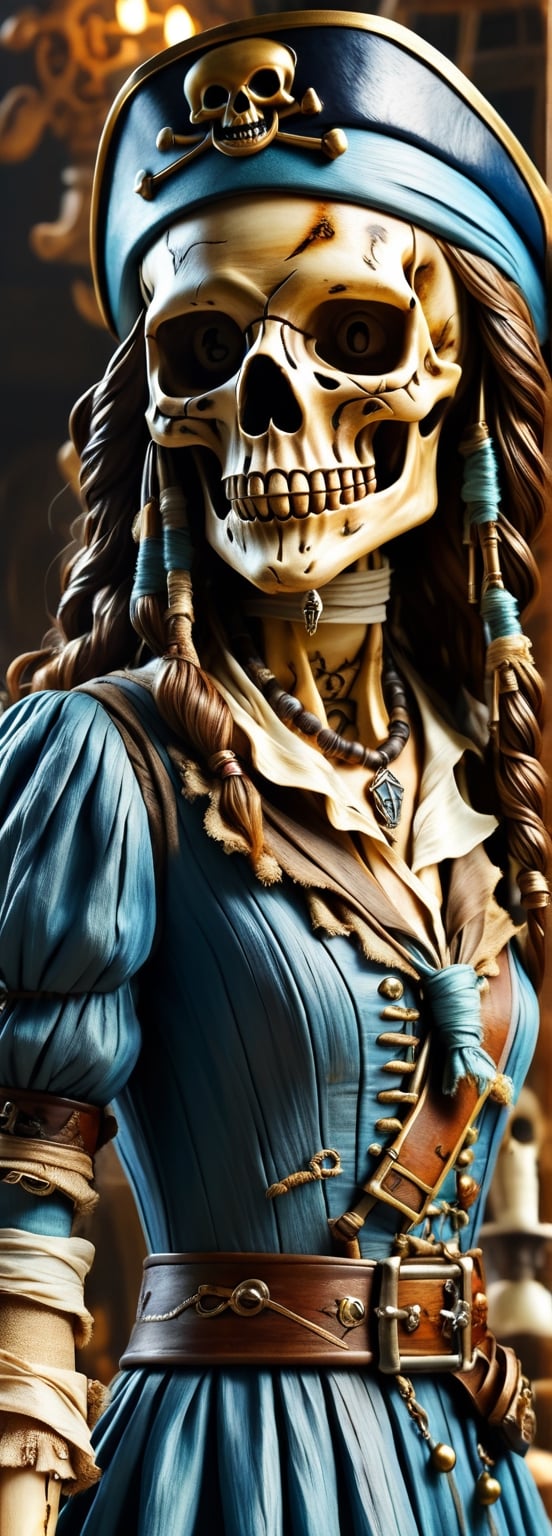 "Capture a walking girl in the essence of Keira Knightley as Elizabeth in 'Pirates of the Caribbean' with a Nautical style. Embrace maritime motifs, oceanic hues, and add slow-motion charm with cinematic rear views, creating a swashbuckling atmosphere."
,epoxy_skull,DonMM00m13sXL