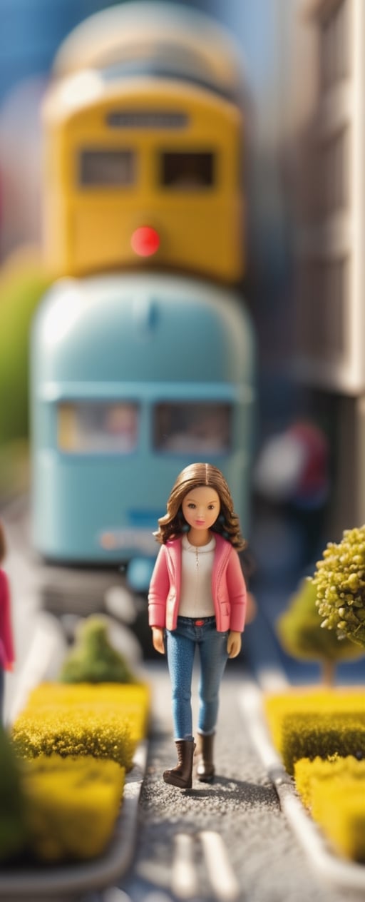 Tilt-Shift Photo featuring a Miniaturized Girl: Selective focus,  girl in a miniature world,  detailed rendering. by ❤️❤️...