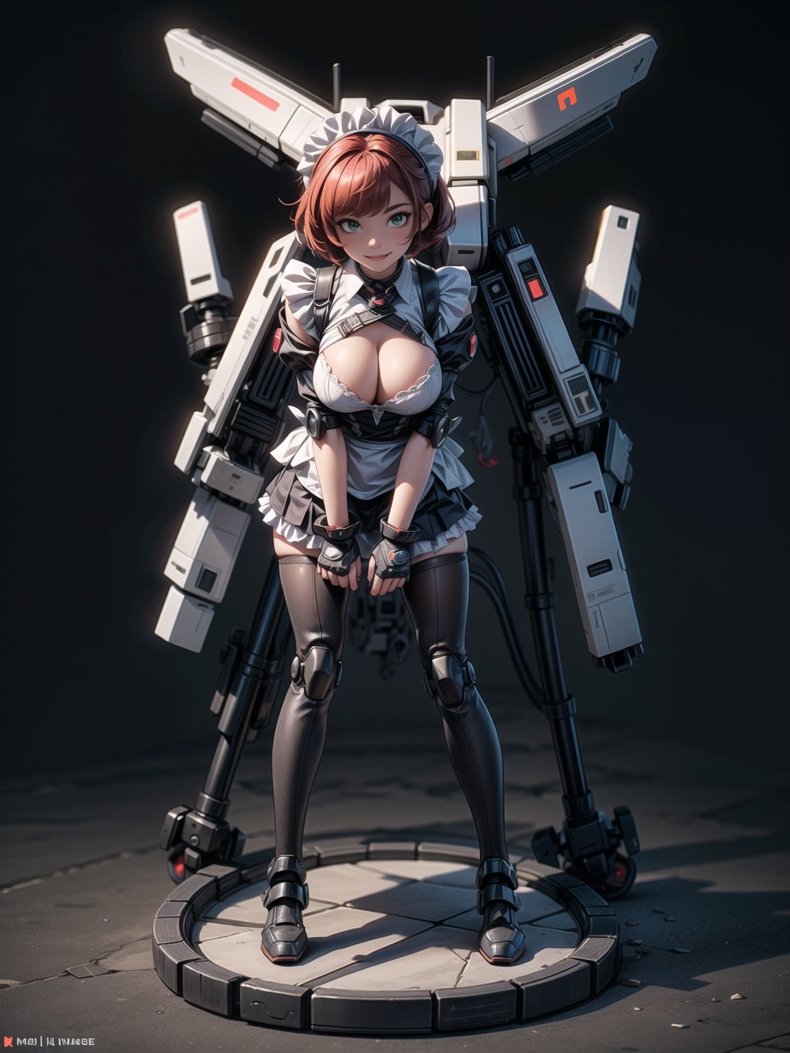 A woman,  wearing ((black mecha costume with white parts,  gigantic breasts)) by ZeroTwo on Tensor.Art
