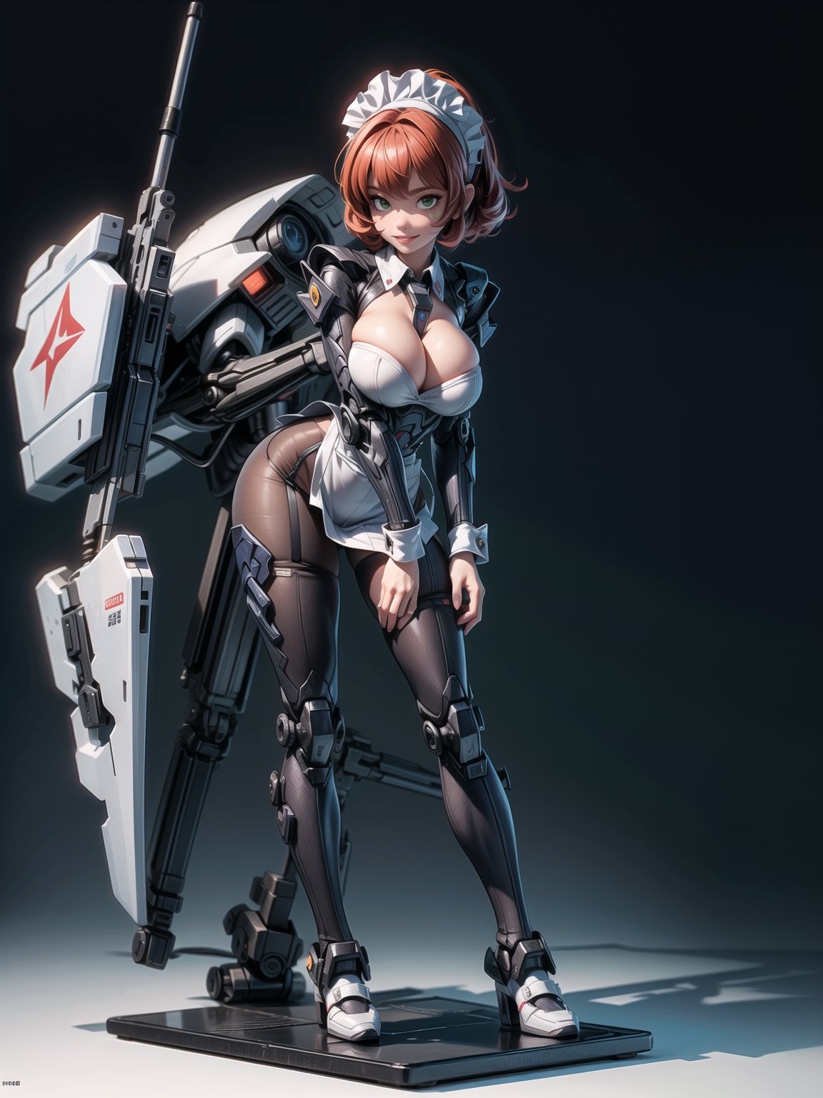 A woman,  wearing ((black mecha costume with white parts,  gigantic breasts)) by ZeroTwo on Tensor.Art