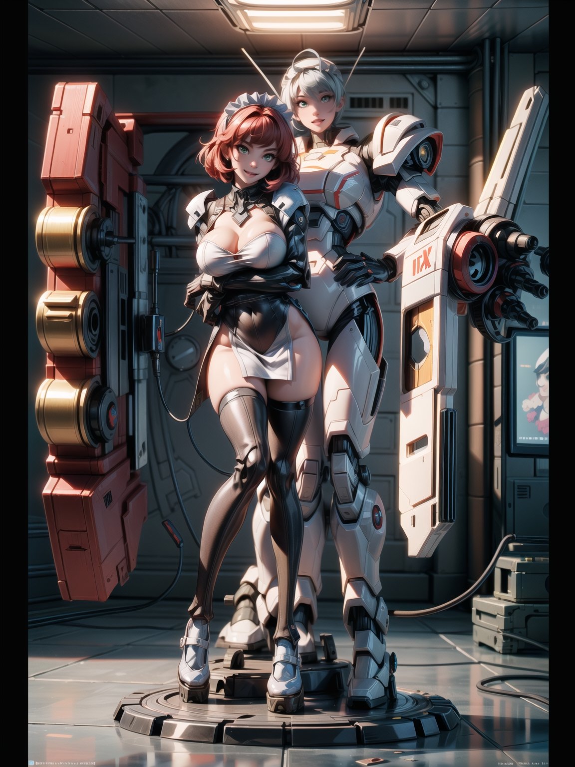 A woman,  wearing ((black mecha costume with white parts,  gigantic breasts)) by ZeroTwo on Tensor.Art