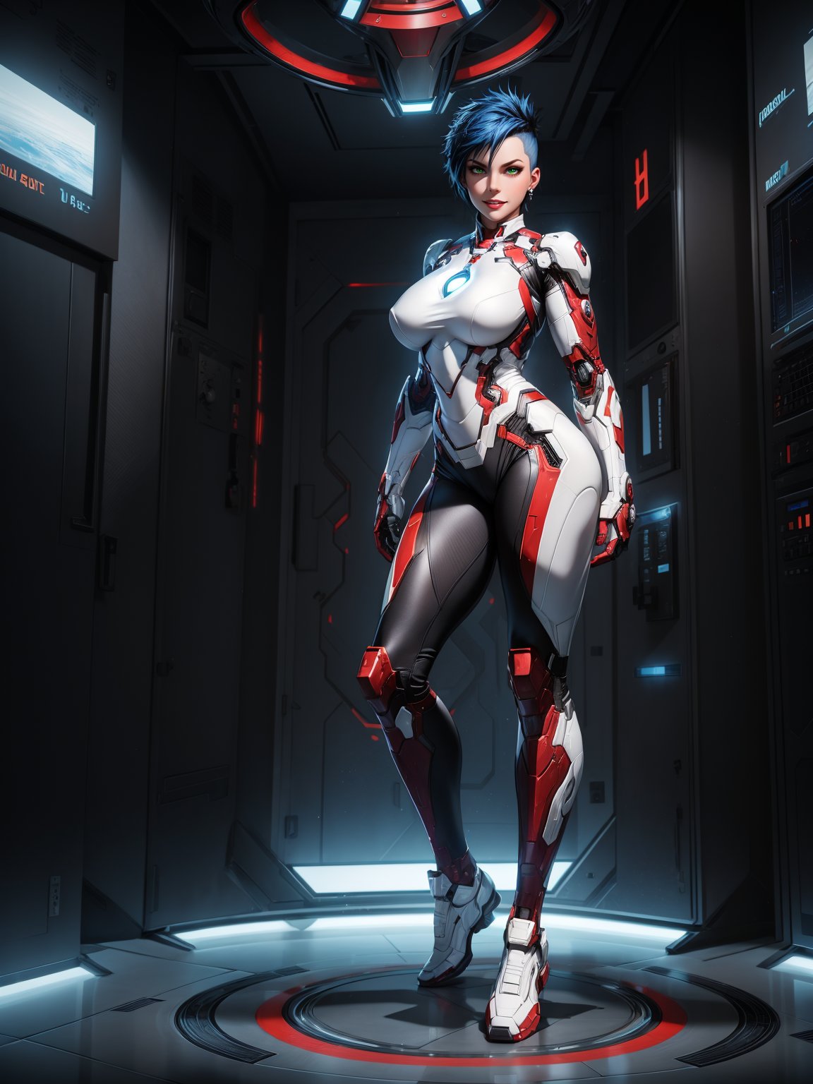 A woman,  wearing white heroine costume + iron man costume,  all black with white parts by Yamato on Tensor.Art