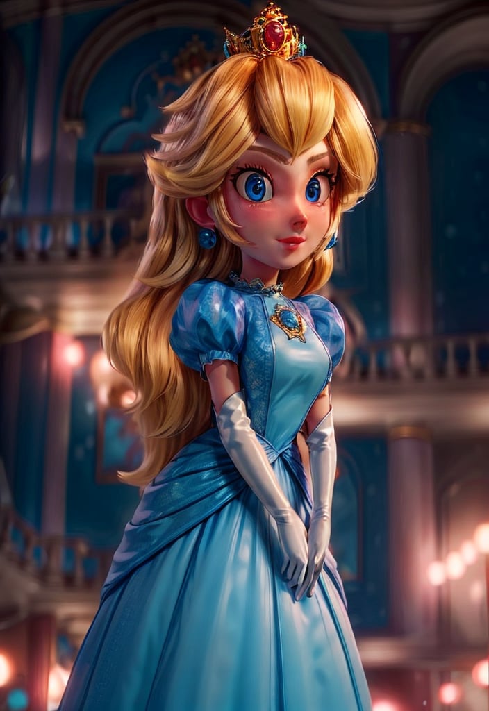 4k, photography hiperrealistic, 1girl, princess rosalina, NFSW, full body photography, blonde hair, HALF NAKED, HALF DRESSED in a blue dress, hair over eyes (one eye covered: 1,2), filmic, film grain, depth of field, blurred background ,  , intricate detail, ultra-realistic photography, sharp focus, majestic, Trending in CGSociety, Artstation, best quality, cinematic lighting, realistic, highly detailed,3DMM