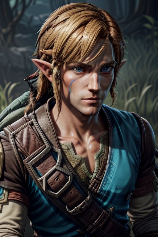 Portrait of link from zelda breath of the wild,4k,high details 