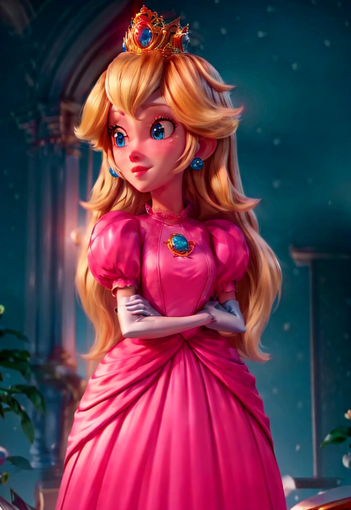 4k, hyper realistic photography, 1 girl, princess rosalina, NFSW, full body photography, blonde hair, HALF NUDE in multi colored (orange, blue, red, purple) dress, hair over eyes, bangs (one eye covered: 1,2), filmic, film grain, depth of field, blurred background, intricate details, ultra-realistic photography, sharp focus, majestic, Trending in CGSociety, Artstation, best quality, cinematic lighting, realistic, highly detailed, 3DMM