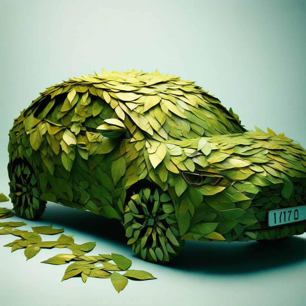 a car made out of leaves