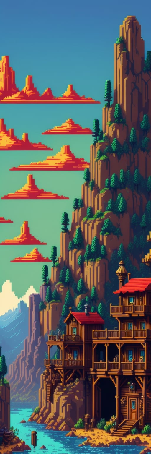 Pixel-Art Adventure featuring a  vibrant 8-bit environment, reminiscent of classic games.,Leonardo Style
helena Montana, wild west, old Western movie,pixelartstyle