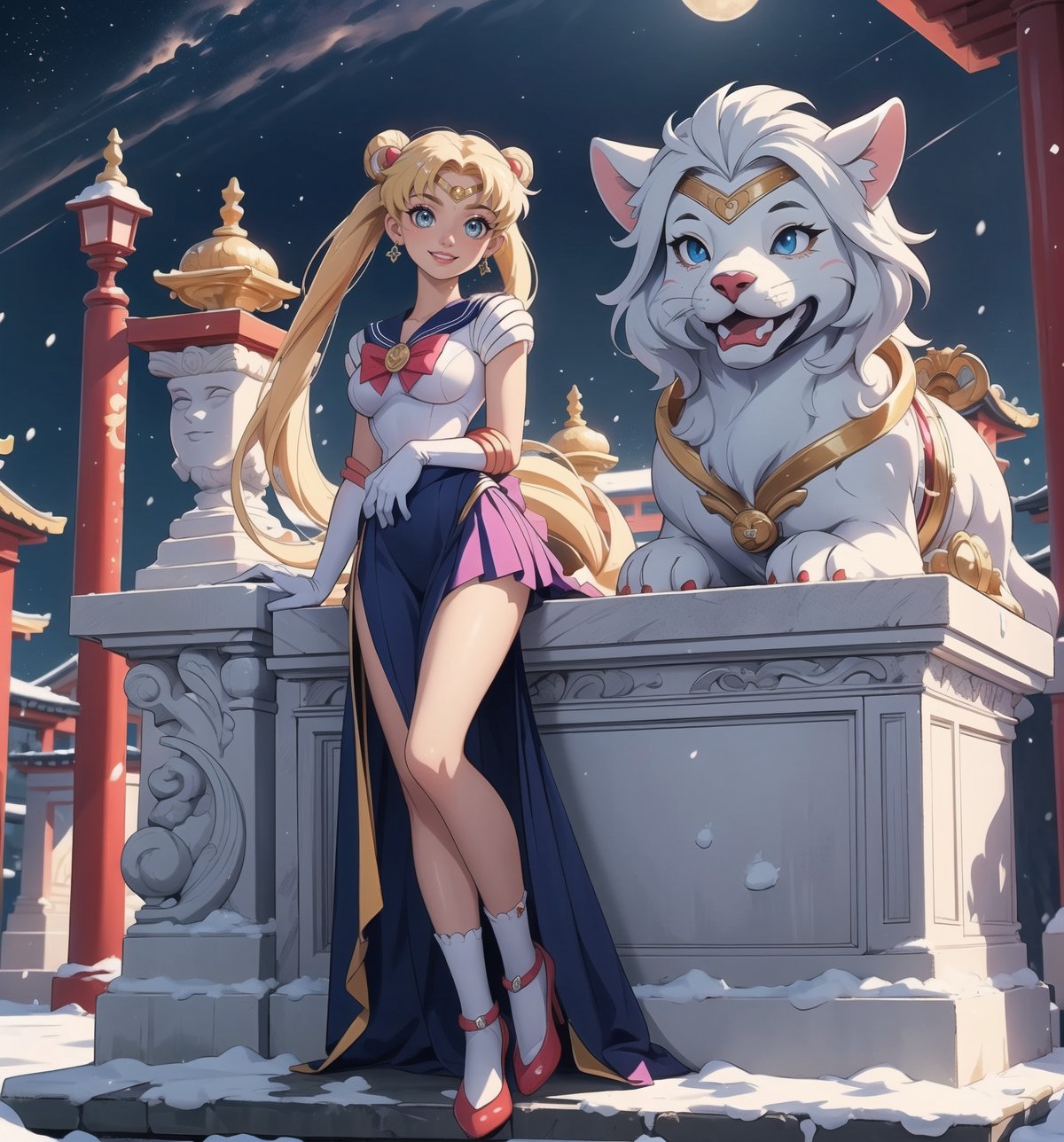 Ultra-detailed 4K image with anime style inspired by ((Sailor Moon)) and cartoon elements. | ((Usagi Tsukino)),  the prota...
