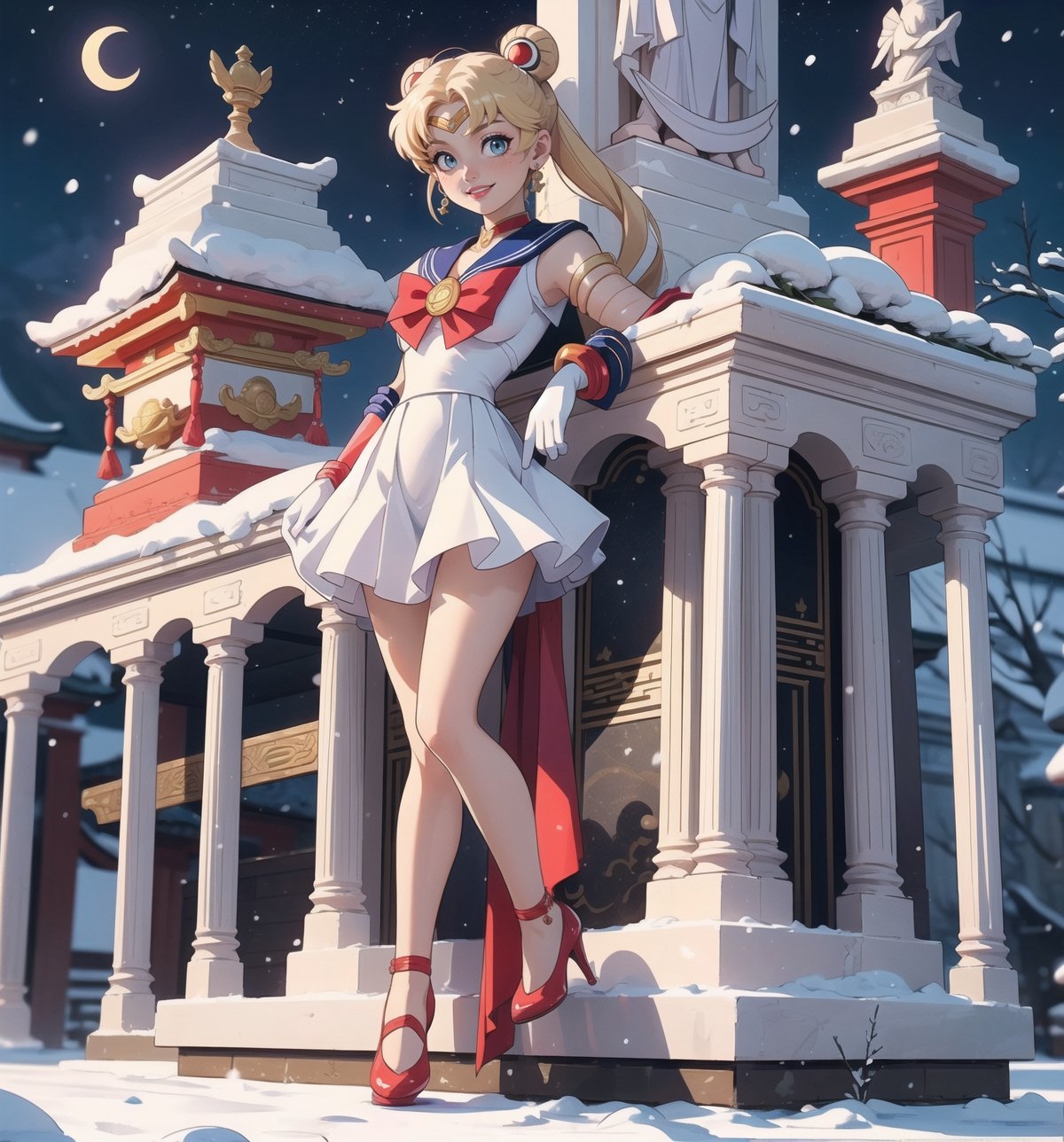 Ultra-detailed 4K image with anime style inspired by ((Sailor Moon)) and cartoon elements. | ((Usagi Tsukino)),  the prota...