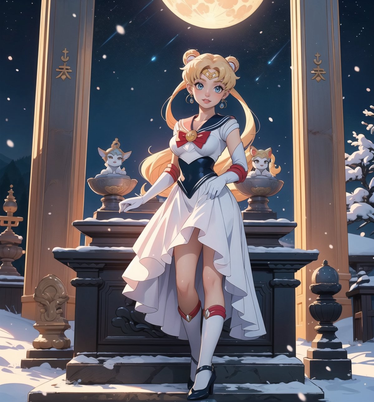 Ultra-detailed 4K image with anime style inspired by ((Sailor Moon)) and cartoon elements. | ((Usagi Tsukino)),  the legen...