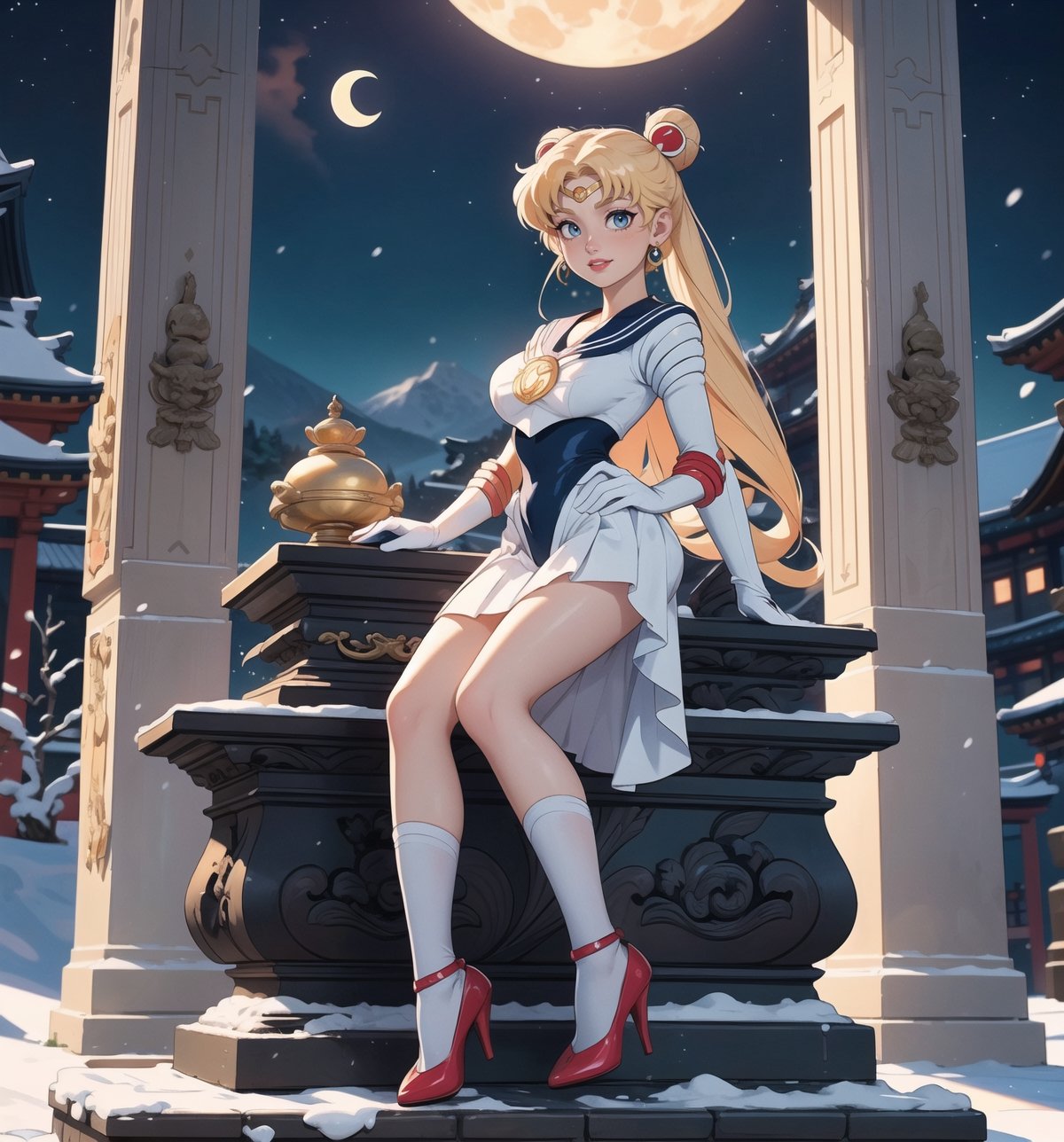 Ultra-detailed 4K image with anime style inspired by ((Sailor Moon)) and cartoon elements. | Usagi Tsukino,  the legendary...