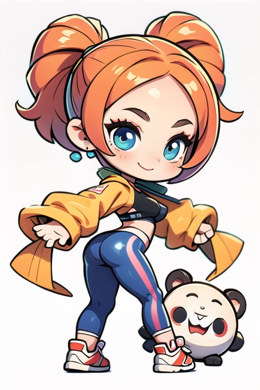 beautiful, woman with a charming and seductive look, smiling, voluptuous with great attributes, and wide
(showing the butt:1.1)                  
 (dancing twerking:1.1)  masterpiece, top and yoga pants  epic look, full body, (chibi:1.1) (white background:1.1) (big head:1.1) chibi style, colorful style, big head, chubby body style, tinny body, cute, 
,zbxr,cls_chibi