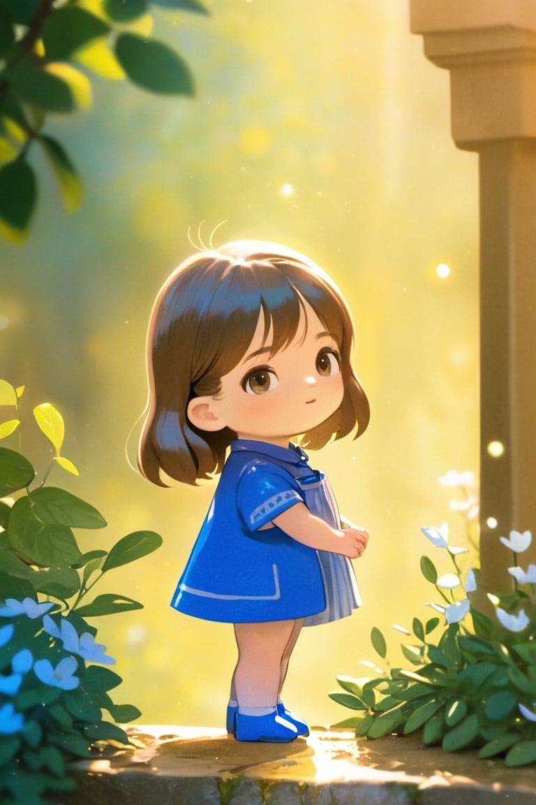 masterpiece, best quality, highres, 1_girl,high quality illustration, (1girl:1.6),BREAKLush Square, Lush Exploration,Premium Generosity,BREAKanalog film, grainy textures, warm tones, nostalgic atmosphere, organic imperfections, classic charm, timeless aesthetics , Line Chibi azul, bokeh