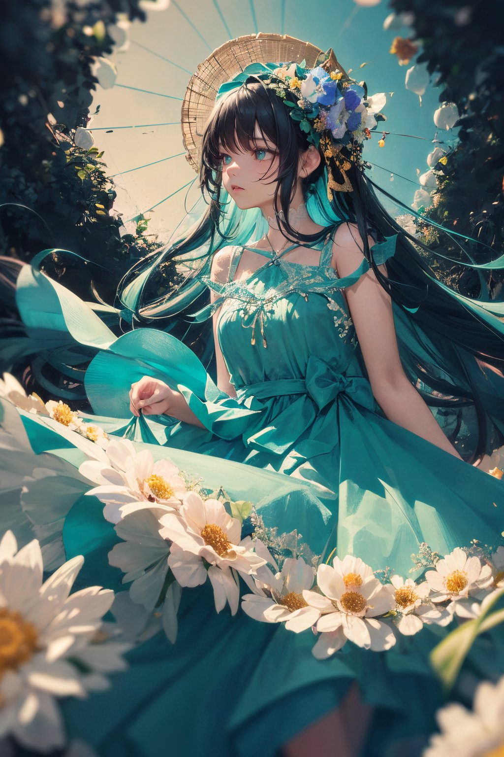 woman,  flower dress,  colorful by tomtomW on Tensor.Art