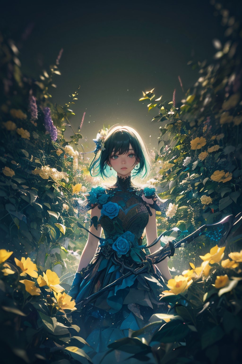woman,  flower dress,  colorful by tomtomW on Tensor.Art